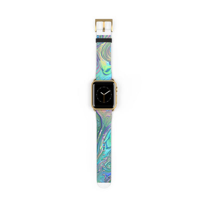 Iridescent Swirl Apple Watch Strap, Holographic Marbled Band, Mesmerizing Accessory for a Futuristic Style Statement. Apple Watch Band Apple Watch Straps For Series 4 5 6 7 8 9 ULTRA SE 38/40/41mm & 42/44/45mm Vegan Faux Leather Band