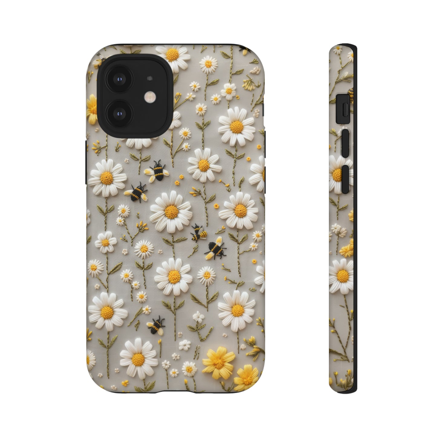 Spring Daisy Phone Case, Bees & Flowers Design, Nature-Inspired Protective Phone Cover, Tough Phone Cases