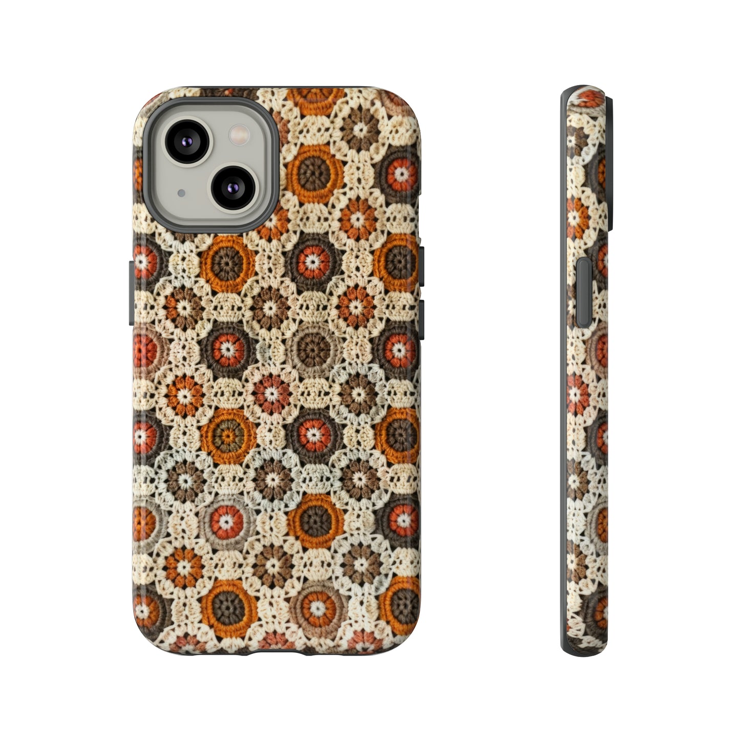 Custodia per iPhone retrò in pizzo all'uncinetto, estetica dal design artigianale, custodia protettiva in stile vintage, custodie per telefono resistenti