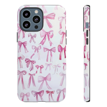 Pretty Pink Bows Phone Case, Feminine Ribbon Design Cover for Smartphones, Charming Accessory, Tough Phone Cases