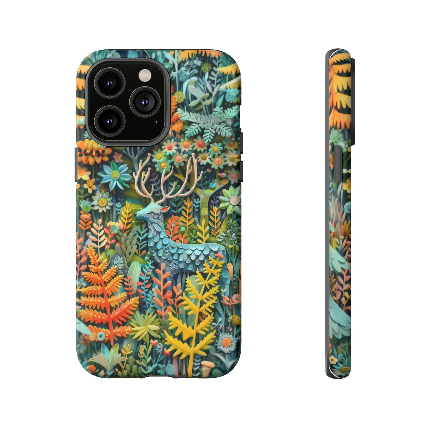 Zauberhafte Waldhirsch iPhone Hülle, Zauberhaftes Fauna- und Flora-Design, Schützende, von der Natur inspirierte Hülle, Robuste Handyhüllen