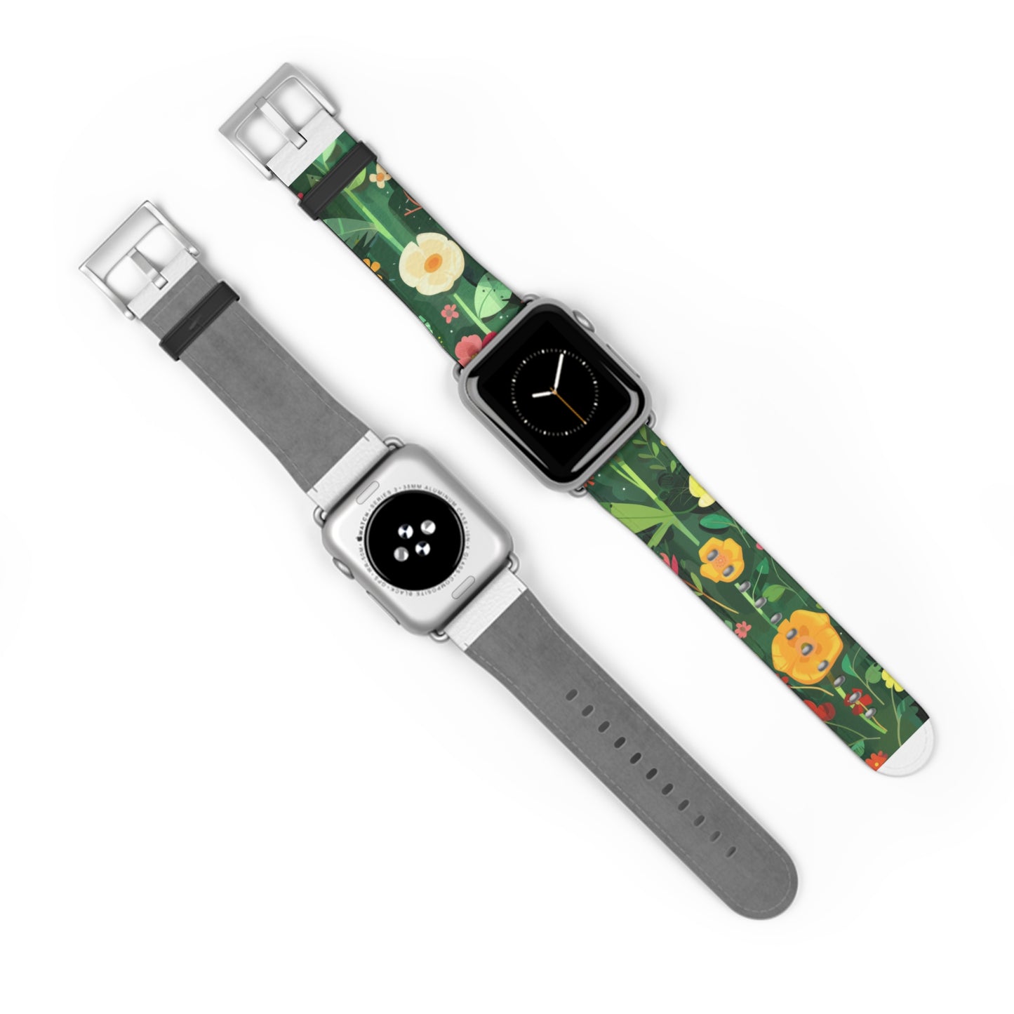 Sunny Meadow Apple Watch Strap, Lively Floral Smartwatch Band, Spring Blossom and Poppy Wristband, Nature-Themed Accessory. Apple Watch Band Apple Watch Straps For Series 4 5 6 7 8 9 ULTRA SE 38/40/41mm & 42/44/45mm Vegan Faux Leather Band