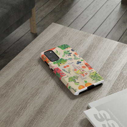 Custodia per telefono a tema di generi alimentari sostenibili, cover dal design ecologico per lo shopping per smartphone, custodie per telefoni resistenti 