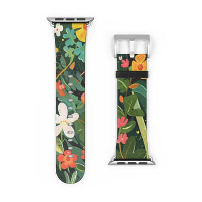 Lush Meadow Floral Apple Watch Band, Fresh Blooms Smartwatch Strap, Spring Wildflower Wristband, Nature Inspired Accessory. Apple Watch Band Apple Watch Straps For Series 4 5 6 7 8 9 ULTRA SE 38/40/41mm & 42/44/45mm Vegan Faux Leather Band