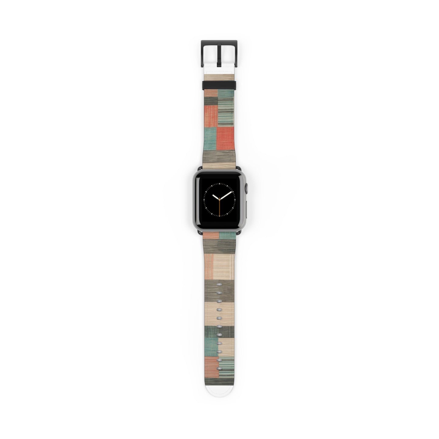 Modernes Apple Watch-Armband mit Erdtönen und Streifen | Modernes Armband in neutraler Farbpalette. Apple Watch-Armband, Apple Watch-Armbänder für Serie 4, 5, 6, 7, 8, 9, ULTRA SE, 38/40/41 mm und 42/44/45 mm, veganes Kunstlederarmband 