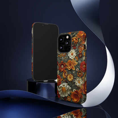 Custodia per iPhone con fiori autunnali, calda eleganza floreale, custodia protettiva stagionale, custodie per telefoni resistenti