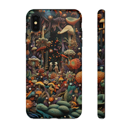 Custodia per telefono Foresta incantata, Design mistico di funghi e foglie, Cover protettiva magica per telefono, Custodie per telefono resistenti