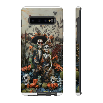 Custodia per telefono Dia de los Muertos, Cover con design di coppia scheletrica, Accessorio protettivo festivo per telefono, Custodie per telefono resistenti 