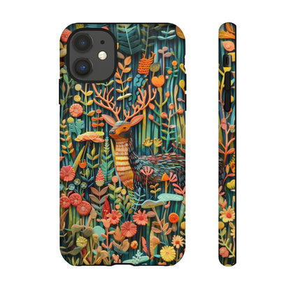 Mystical Woodland Stag iPhone Case, Vibrant Nature Scene, Artistic Protective Cover, Tough Phone Cases