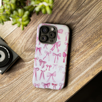 Pretty Pink Bows Phone Case, Feminine Ribbon Design Cover for Smartphones, Charming Accessory, Tough Phone Cases