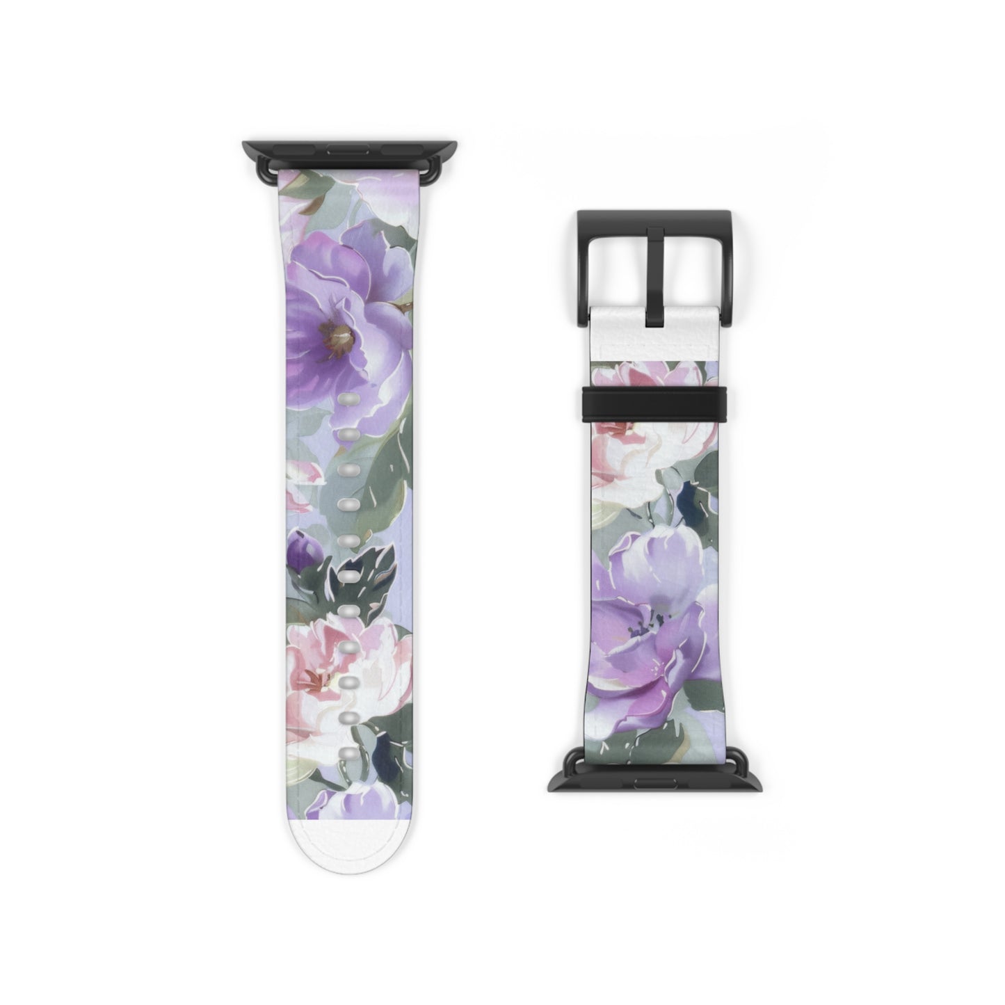 Purple Floral Elegance Apple Watch Band, Artistic Lilac Flower Accessory, Chic Spring Fashion Wearable, Unique Gift. Apple Watch Band Apple Watch Straps For Series 4 5 6 7 8 9 ULTRA SE 38/40/41mm & 42/44/45mm Vegan Faux Leather Band