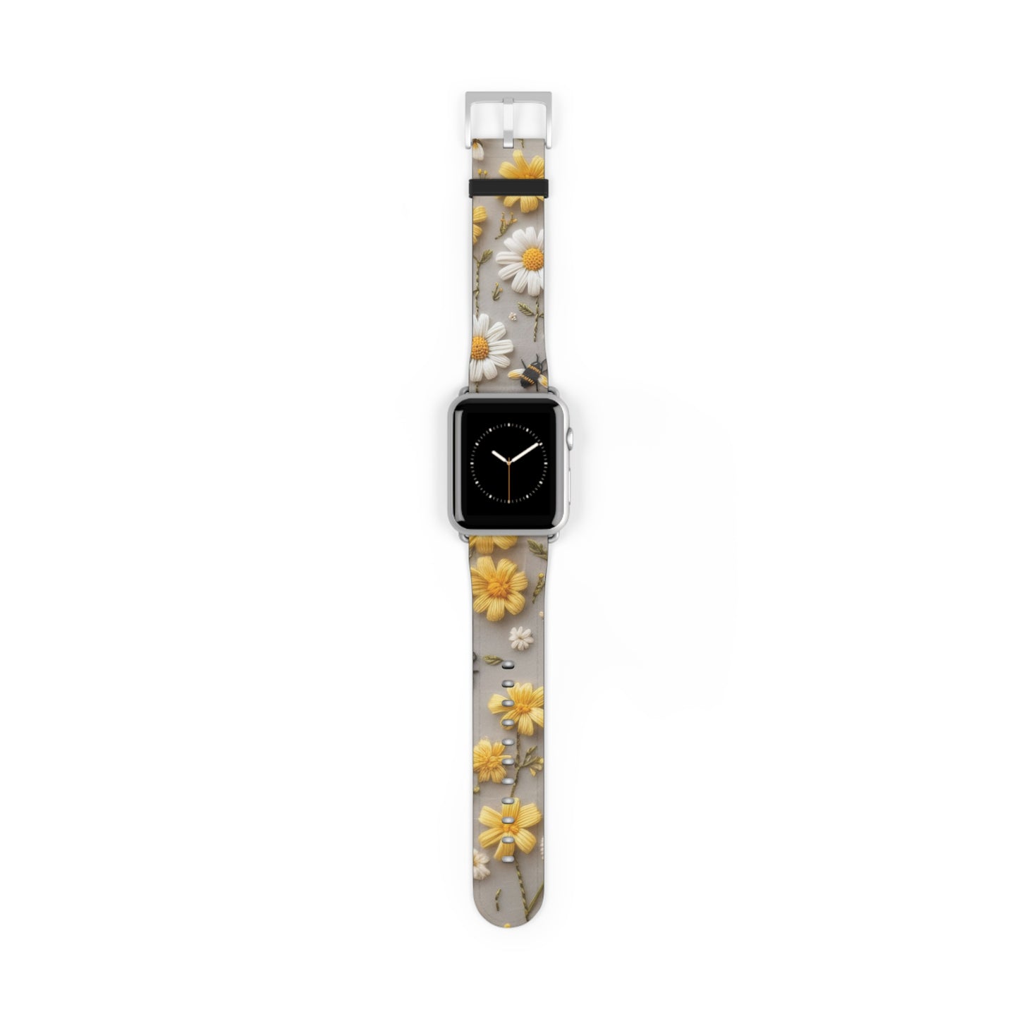 Spring Meadow Daisy Apple Watch Band, Fresh Yellow & White Floral Design, Nature-Inspired Smartwatch Strap. Apple Watch Band Apple Watch Straps For Series 4 5 6 7 8 9 ULTRA SE 38/40/41mm & 42/44/45mm Vegan Faux Leather Band