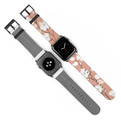 Floral Pattern Apple Watch Band, Elegant Cherry Blossom Design, Soft Pink High-Quality Silicone Strap for Stylish Wear. Apple Watch Band Apple Watch Straps For Series 4 5 6 7 8 9 ULTRA SE 38/40/41mm & 42/44/45mm Vegan Faux Leather Band