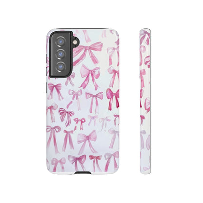 Pretty Pink Bows Phone Case, Feminine Ribbon Design Cover for Smartphones, Charming Accessory, Tough Phone Cases