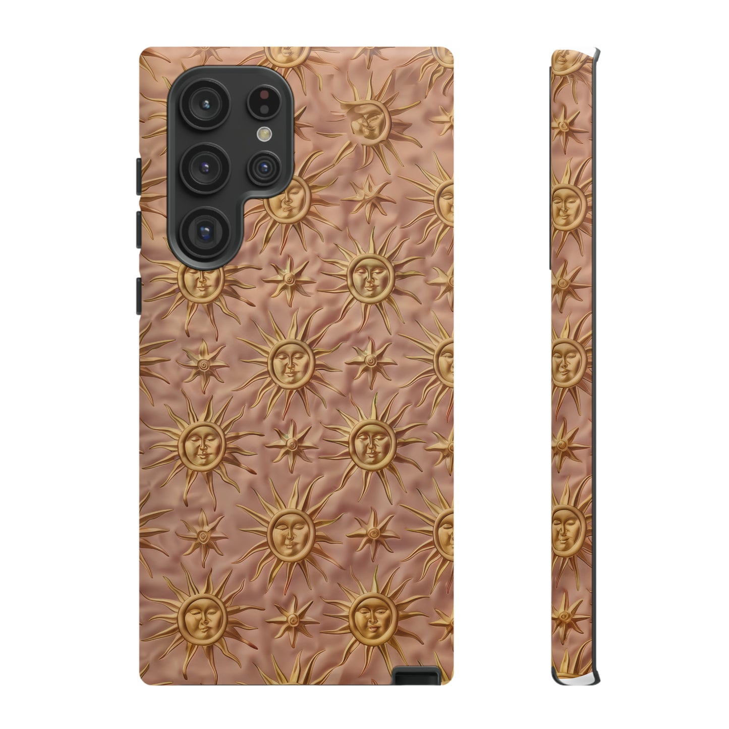 Custodia per iPhone con motivo sole celeste, design solare 3D strutturato, custodia protettiva lussuosa, custodie per telefono resistenti