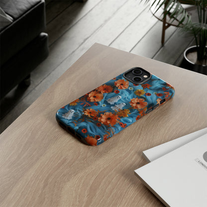 Gruselige florale Halloween Handyhülle, Herbstliche Geister und Blumen Design Hülle für Smartphones, Robuste Handyhüllen