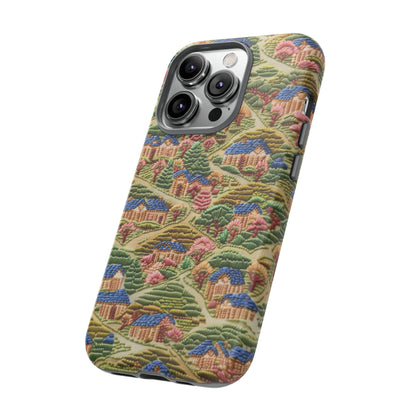 Caratteristica custodia per iPhone trapuntata in stile country, design patchwork affascinante, cover per telefono artistica e protettiva, custodie per telefono resistenti