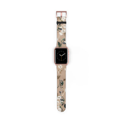 Elegant Botanical Apple Watch Band, Nature-Inspired Watch Accessory, Sophisticated Wearable Art, Chic Gift Idea. Apple Watch Band Apple Watch Straps For Series 4 5 6 7 8 9 ULTRA SE 38/40/41mm & 42/44/45mm Vegan Faux Leather Band