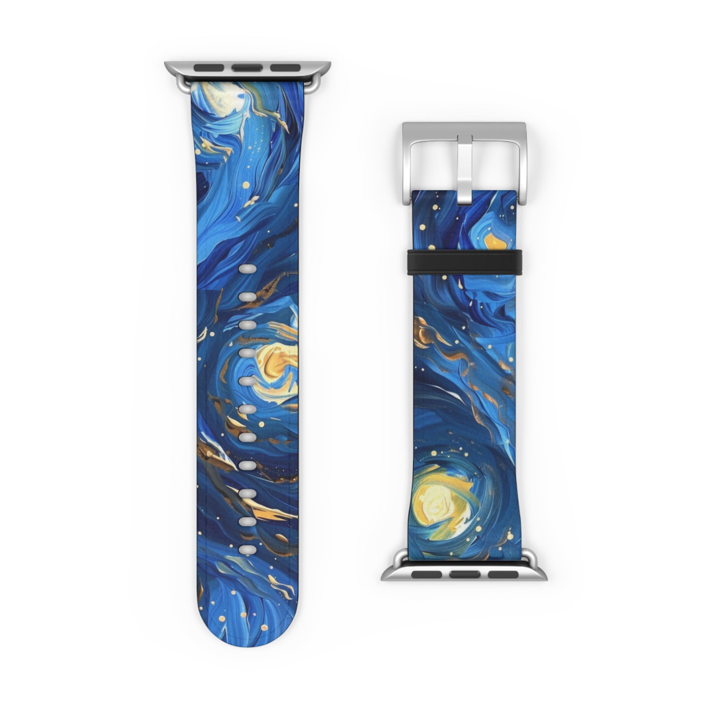 Van Gogh's Starry Night Apple Watch Band, Artistic Masterpiece Strap, Classic Painting Accessory, Expressionist Sky Watch Band, Inspired Art Gift. Apple Watch Straps For Series 4 5 6 7 8 9 ULTRA SE 38/40/41mm & 42/44/45mm Vegan Faux Leather Band