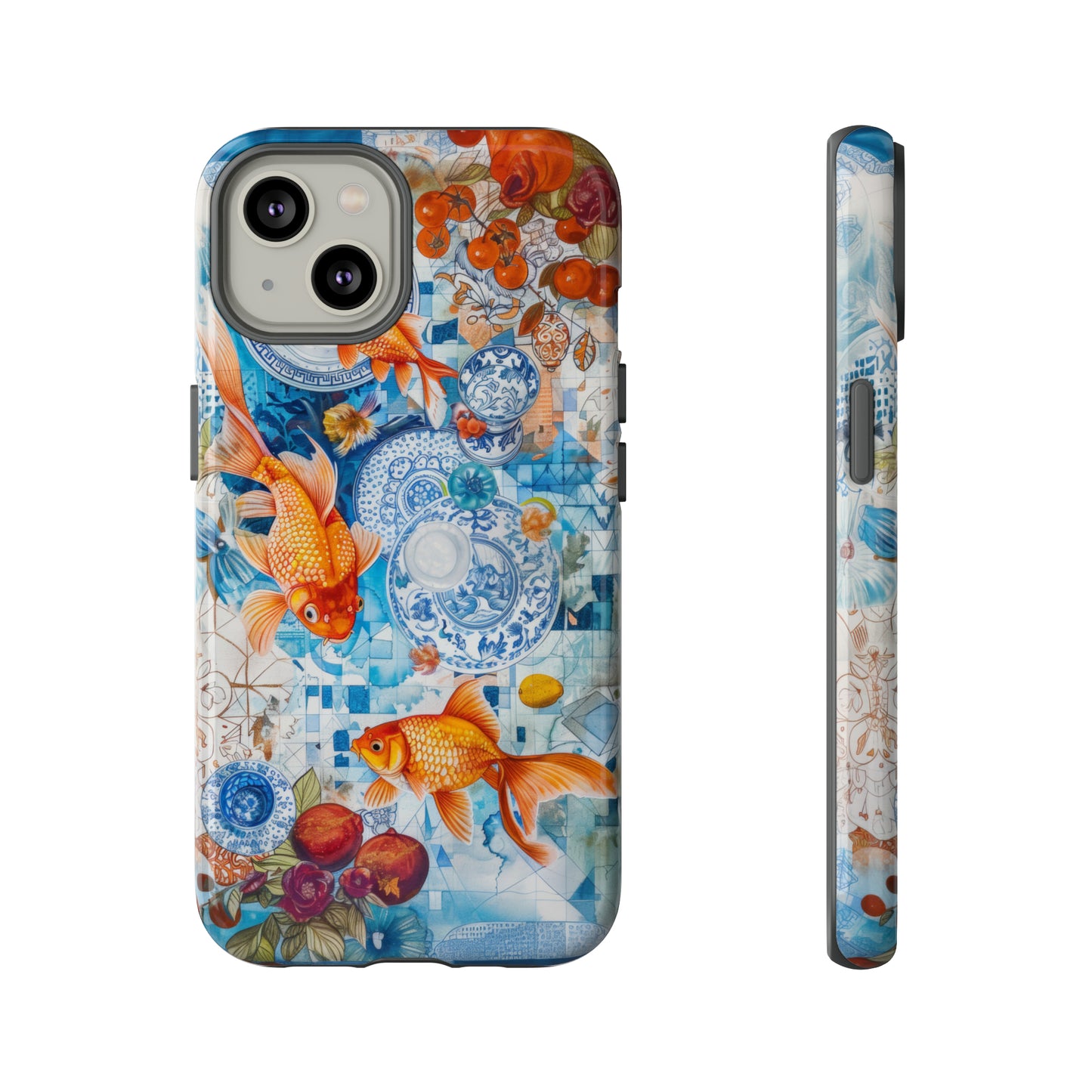 Orientalische Koi-Teich-iPhone-Hülle, traditionelles asiatisches Kunstwerk, ruhige Schutzhülle, robuste Handyhüllen 