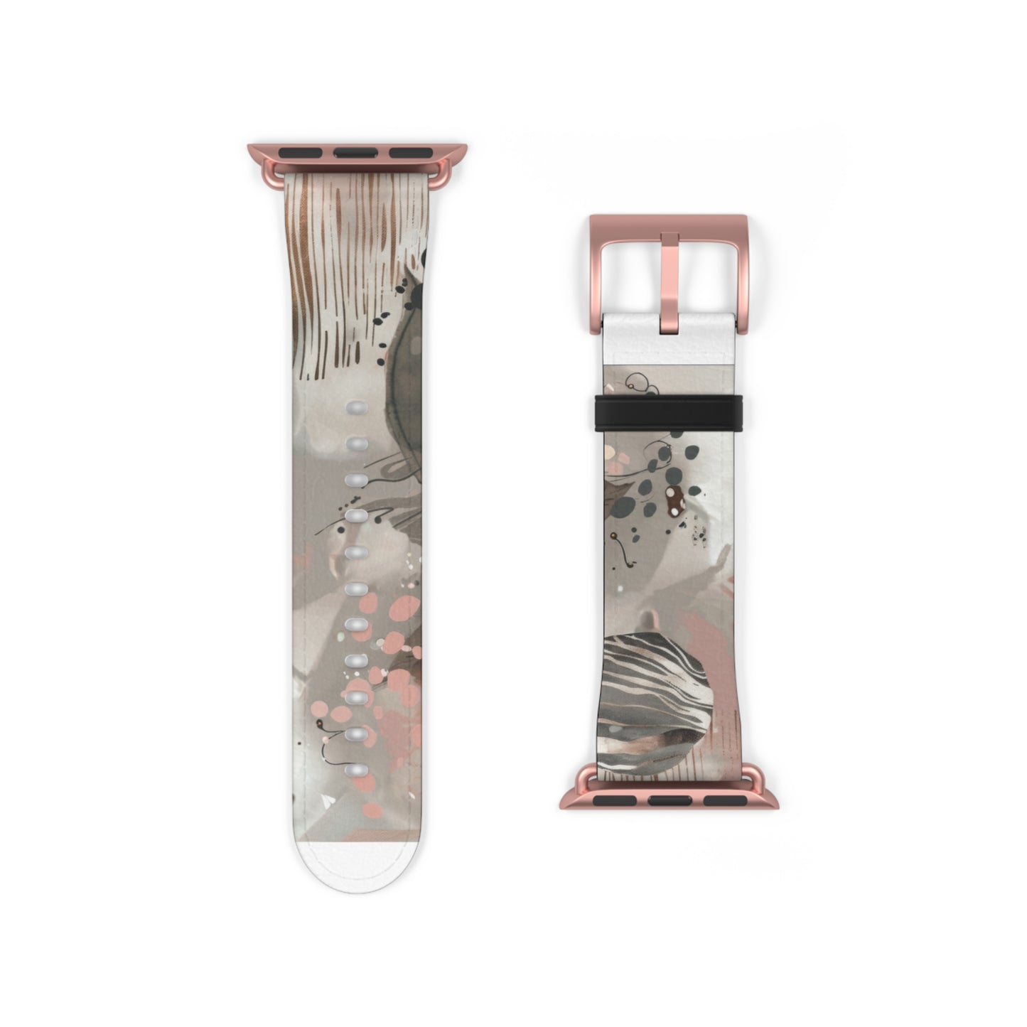 Contemporary Splatter Apple Watch Band, Abstract Earth Tones with Coral Accents, Chic Silicone Artistic Strap. Apple Watch Band Apple Watch Straps For Series 4 5 6 7 8 9 ULTRA SE 38/40/41mm & 42/44/45mm Vegan Faux Leather Band