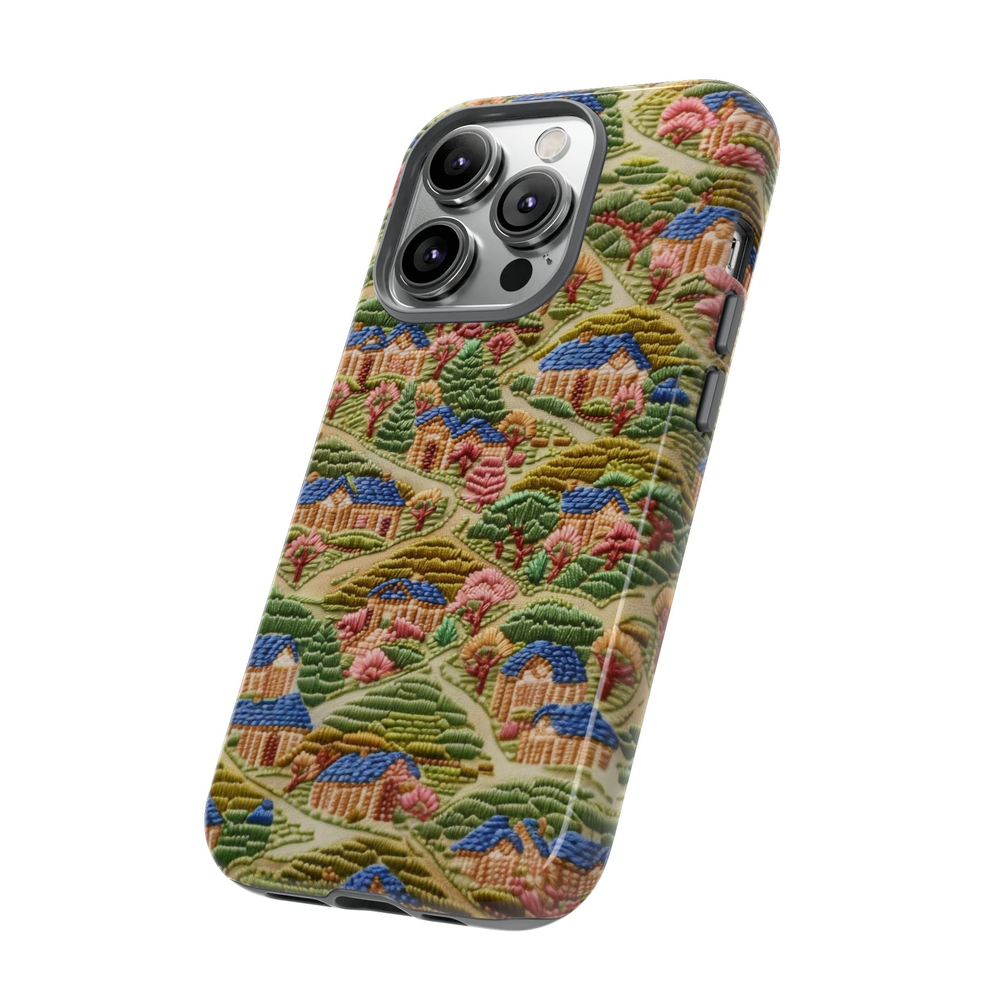 Caratteristica custodia per iPhone trapuntata in stile country, design patchwork affascinante, cover per telefono artistica e protettiva, custodie per telefono resistenti