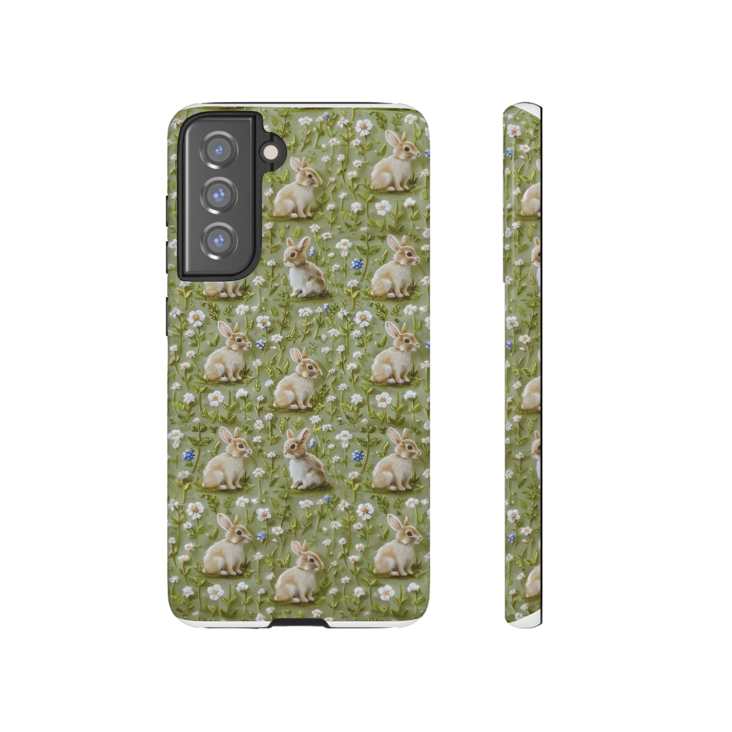 Custodia per iPhone Meadow Rabbits, design Serene Spring Wildlife, custodia protettiva di ispirazione ecologica, custodie per telefoni resistenti