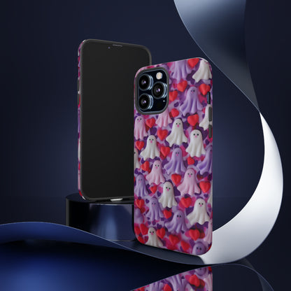 Love Struck Ghosts Handyhülle, Verspielte Geister und Herzen Design Hülle für Smartphones, Robuste Handyhüllen