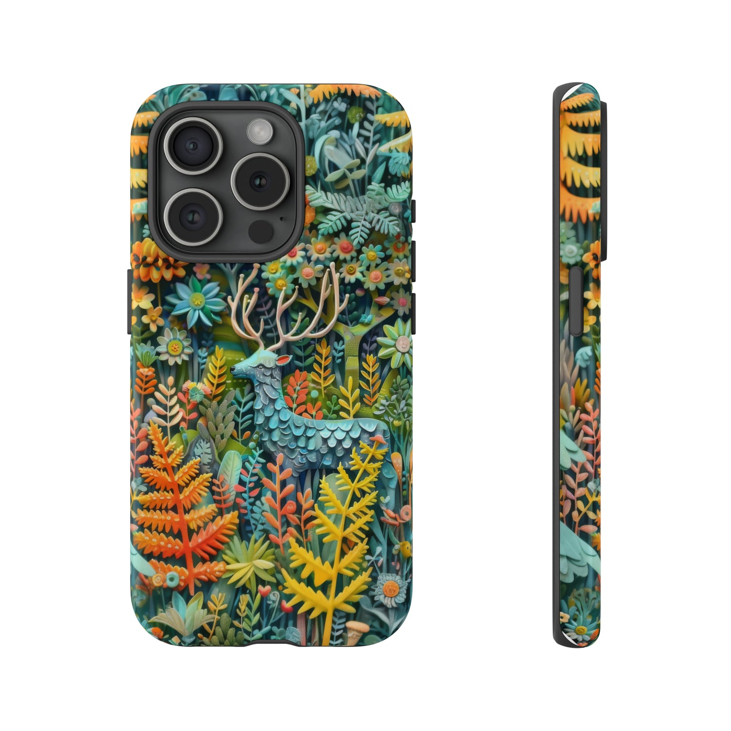 Zauberhafte Waldhirsch iPhone Hülle, Zauberhaftes Fauna- und Flora-Design, Schützende, von der Natur inspirierte Hülle, Robuste Handyhüllen