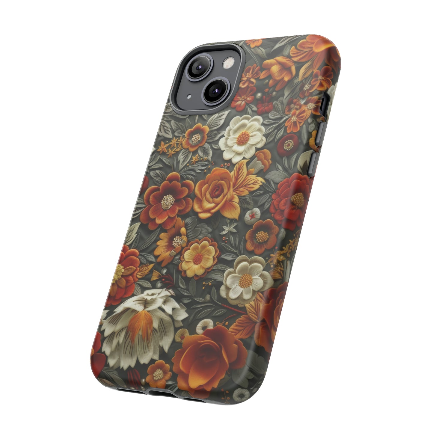 Custodia per iPhone con fiori autunnali, calda eleganza floreale, custodia protettiva stagionale, custodie per telefoni resistenti