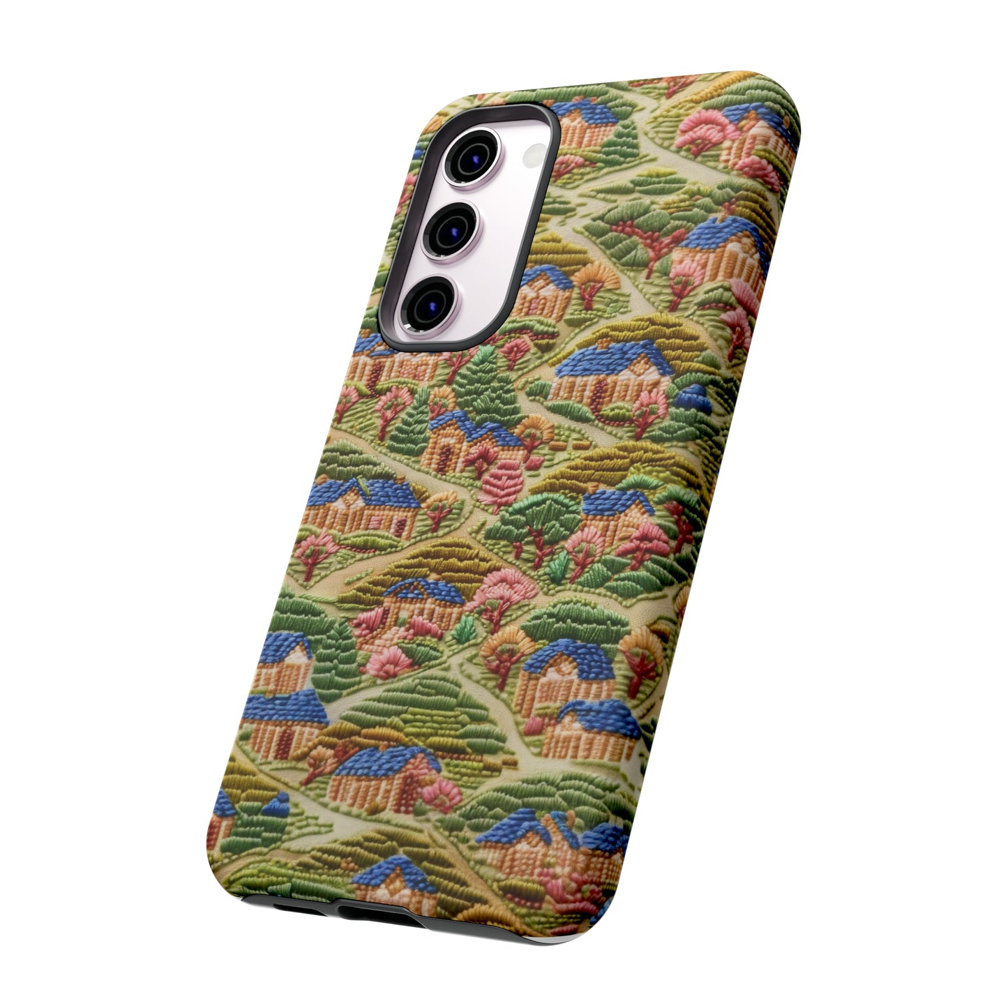 Caratteristica custodia per iPhone trapuntata in stile country, design patchwork affascinante, cover per telefono artistica e protettiva, custodie per telefono resistenti