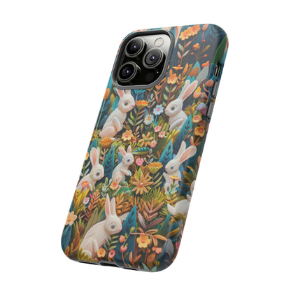 Mystical Garden Bunnies iPhone Case, Enchanted Floral Wonderland, Durable Protective Cover, Tough Phone Cases