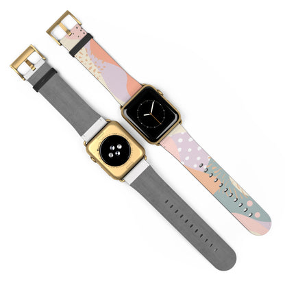 Modern Pastel Apple Watch Strap, Abstract Geometric Pattern Band, Chic Contemporary Accessory for Trendsetters. Apple Watch Band Apple Watch Straps For Series 4 5 6 7 8 9 ULTRA SE 38/40/41mm & 42/44/45mm Vegan Faux Leather Band