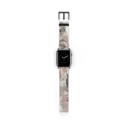 Contemporary Splatter Apple Watch Band, Abstract Earth Tones with Coral Accents, Chic Silicone Artistic Strap. Apple Watch Band Apple Watch Straps For Series 4 5 6 7 8 9 ULTRA SE 38/40/41mm & 42/44/45mm Vegan Faux Leather Band