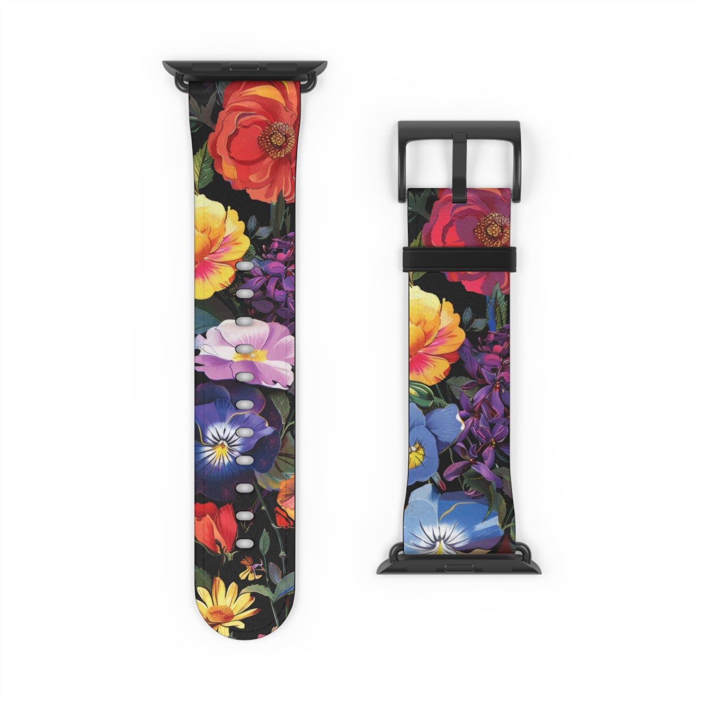 Floral Elegance Apple Watch Strap, Lush Botanical Print Watch Band, Chic Garden-Inspired Accessory for Everyday Style. Apple Watch Band Apple Watch Straps For Series 4 5 6 7 8 9 SE 38/40/41mm & 42/44/45mm Vegan Faux Leather Band