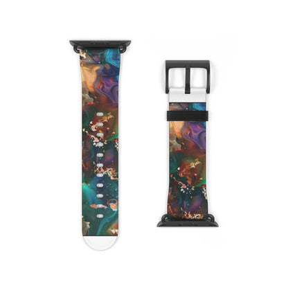 Cosmic Swirl Abstract Apple Watch Band, Galactic Marble Effect Smartwatch Strap, Vibrant Nebula-Inspired Wristband Accessory. Apple Watch Band Apple Watch Straps For Series 4 5 6 7 8 9 ULTRA SE 38/40/41mm & 42/44/45mm Vegan Faux Leather Band