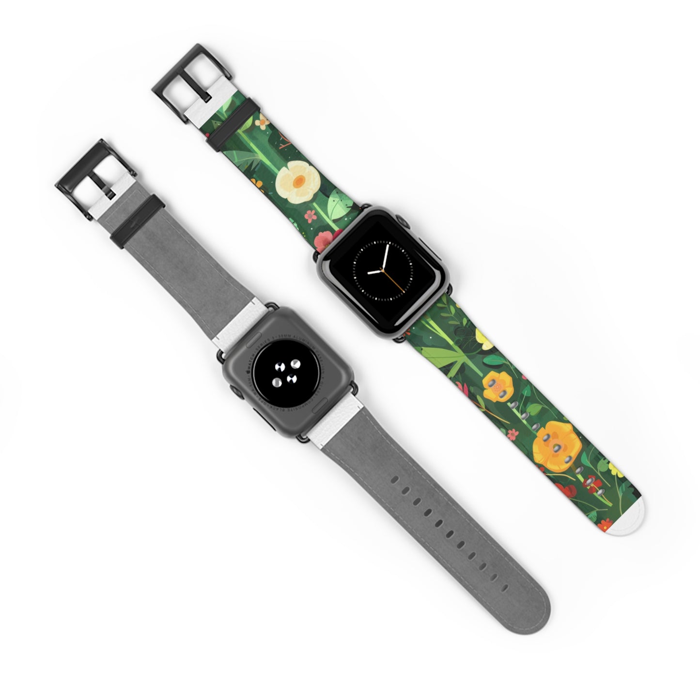 Sunny Meadow Apple Watch Strap, Lively Floral Smartwatch Band, Spring Blossom and Poppy Wristband, Nature-Themed Accessory. Apple Watch Band Apple Watch Straps For Series 4 5 6 7 8 9 ULTRA SE 38/40/41mm & 42/44/45mm Vegan Faux Leather Band