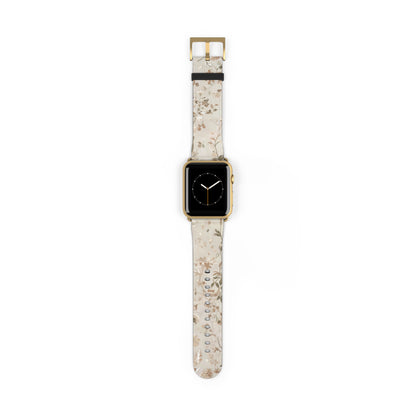 Classic Neutral Floral Apple Watch Band, Elegant Botanical Print Strap, Timeless Accessory, Sophisticated Tech Wear. Apple Watch Straps For Series 4 5 6 7 8 9 ULTRA SE 38/40/41mm & 42/44/45mm Vegan Faux Leather Band