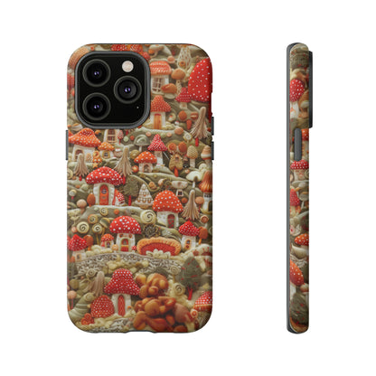 Custodia per iPhone Il villaggio dei funghi incantati, grafica con funghi fantasy, custodia protettiva unica, custodie per telefoni resistenti