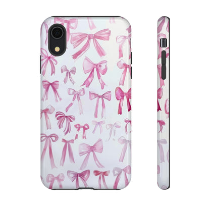 Pretty Pink Bows Phone Case, Feminine Ribbon Design Cover for Smartphones, Charming Accessory, Tough Phone Cases