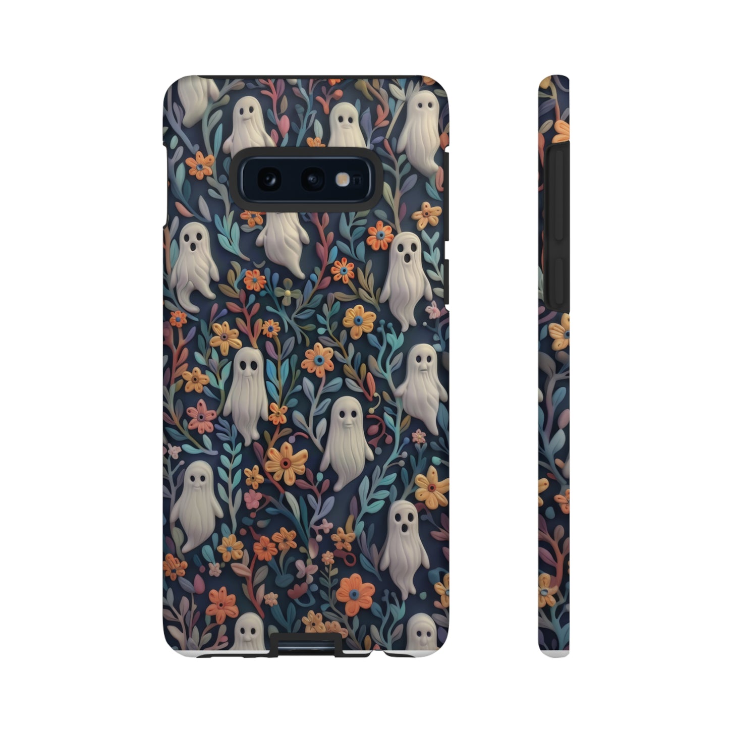 Whimsical Ghosts Floral iPhone Case, Unique Spooky Design, Charming Protective Cover, Tough Cases