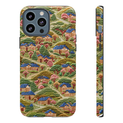 Caratteristica custodia per iPhone trapuntata in stile country, design patchwork affascinante, cover per telefono artistica e protettiva, custodie per telefono resistenti