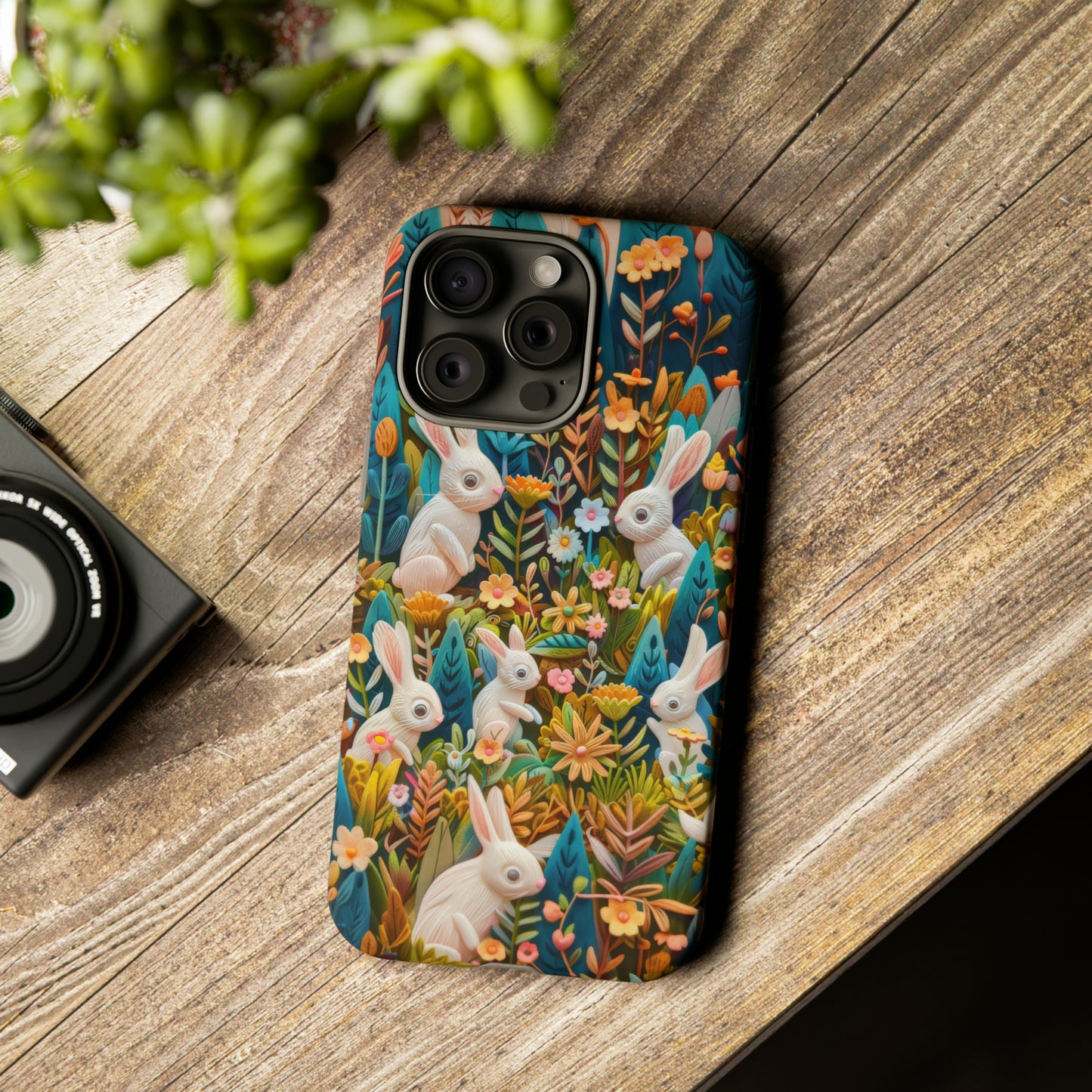 Mystical Garden Bunnies iPhone Case, Enchanted Floral Wonderland, Durable Protective Cover, Tough Phone Cases