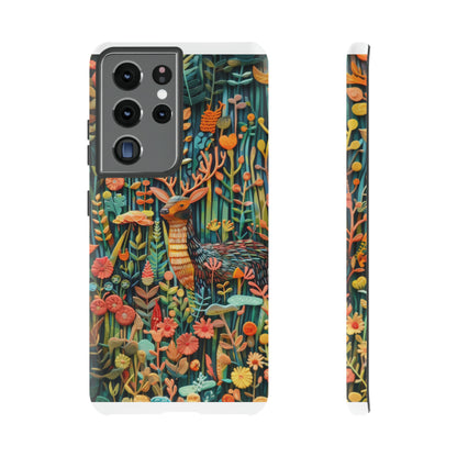 Mystical Woodland Stag iPhone Case, Vibrant Nature Scene, Artistic Protective Cover, Tough Phone Cases