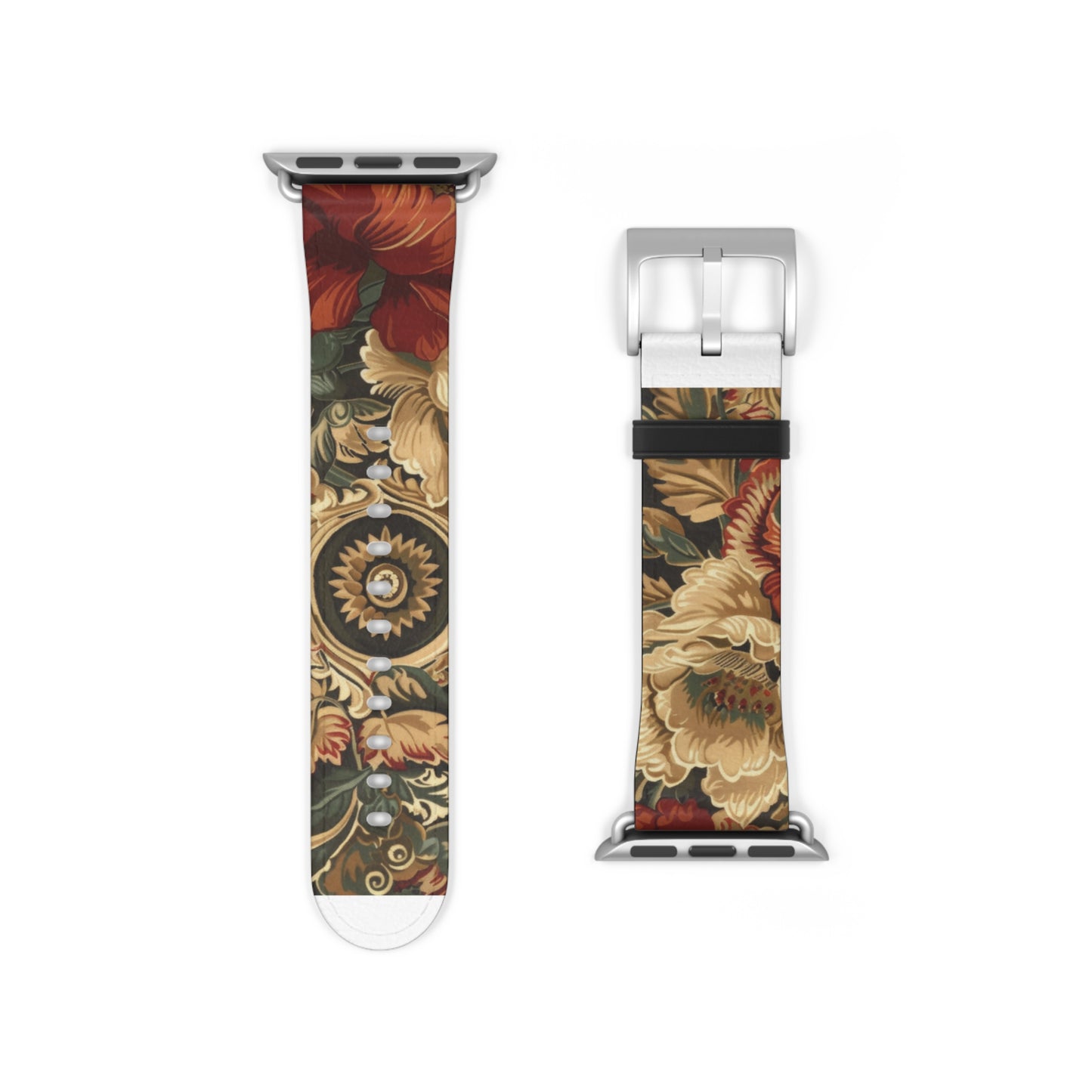 Renaissance Tapestry Floral Apple Watch Band | Klassisches Armband mit verziertem Stoffmuster. Apple Watch Band Apple Watch Armbänder für Serie 4 5 6 7 8 9 ULTRA SE 38/40/41 mm und 42/44/45 mm veganes Kunstlederband 