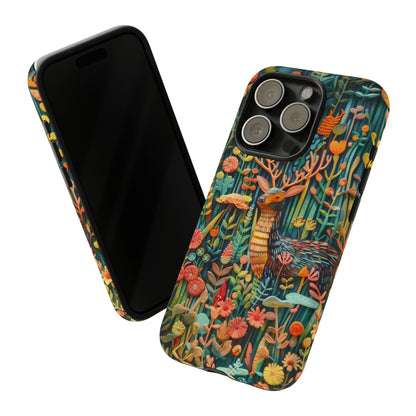 Mystical Woodland Stag iPhone Case, Vibrant Nature Scene, Artistic Protective Cover, Tough Phone Cases