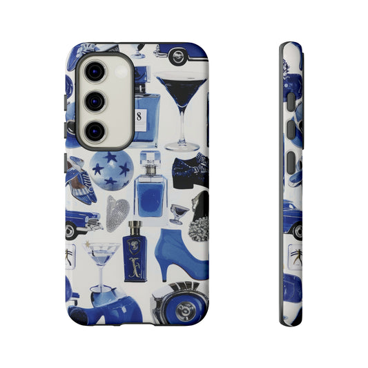 Sophisticated Sapphire Nights Phone Case, Elegant Blue and White Evening Wear Inspired Cover, Tough Phone Cases