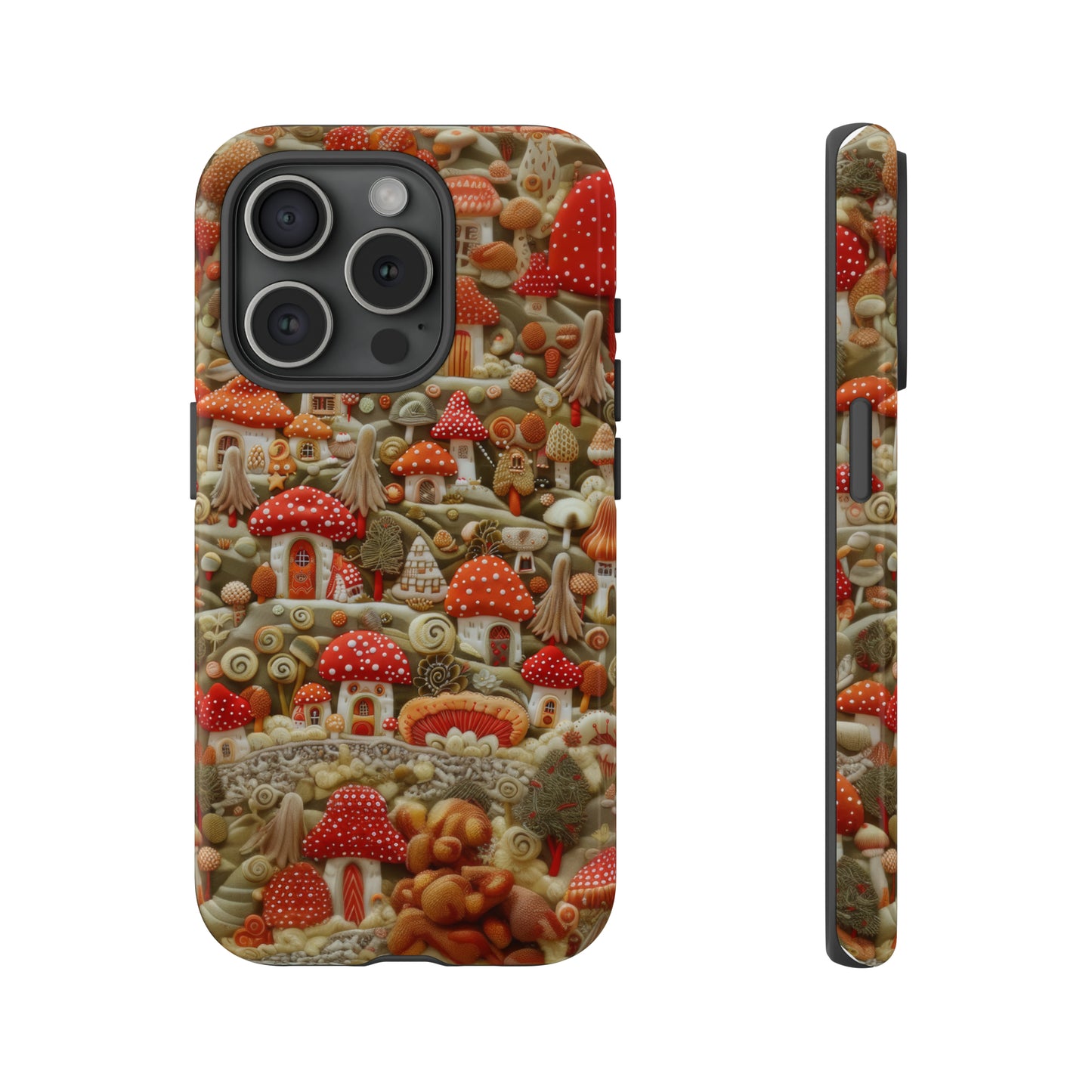 Custodia per iPhone Il villaggio dei funghi incantati, grafica con funghi fantasy, custodia protettiva unica, custodie per telefoni resistenti