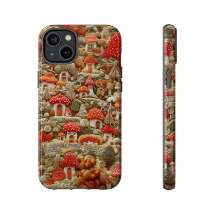 Custodia per iPhone Il villaggio dei funghi incantati, grafica con funghi fantasy, custodia protettiva unica, custodie per telefoni resistenti