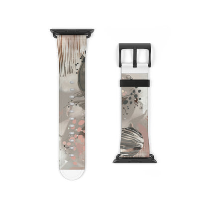 Contemporary Splatter Apple Watch Band, Abstract Earth Tones with Coral Accents, Chic Silicone Artistic Strap. Apple Watch Band Apple Watch Straps For Series 4 5 6 7 8 9 ULTRA SE 38/40/41mm & 42/44/45mm Vegan Faux Leather Band